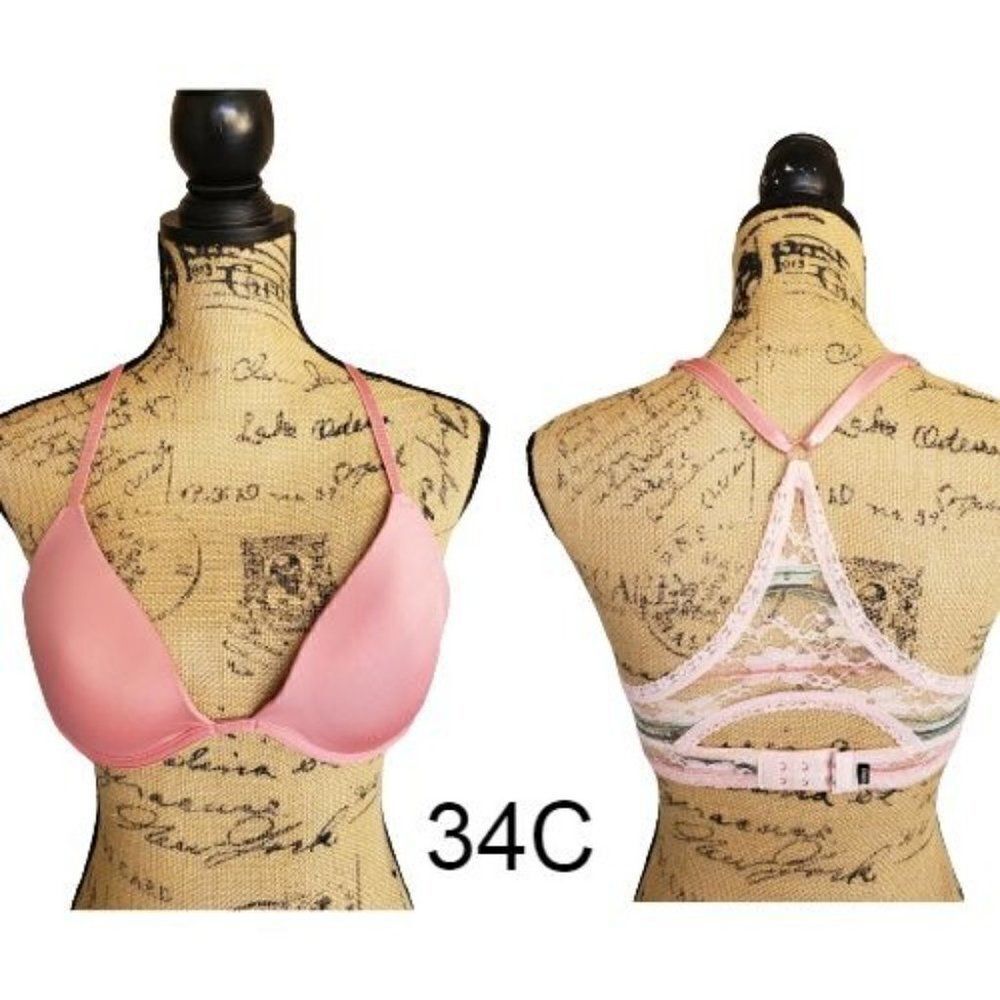 Women's Bra 34C Push Up Halter Padded Perfect Coverage Lace T-Back Bra 34C NWOT